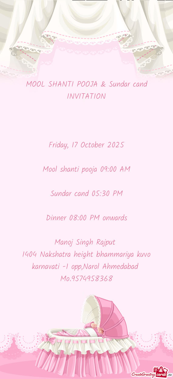 MOOL SHANTI POOJA & Sundar cand INVITATION