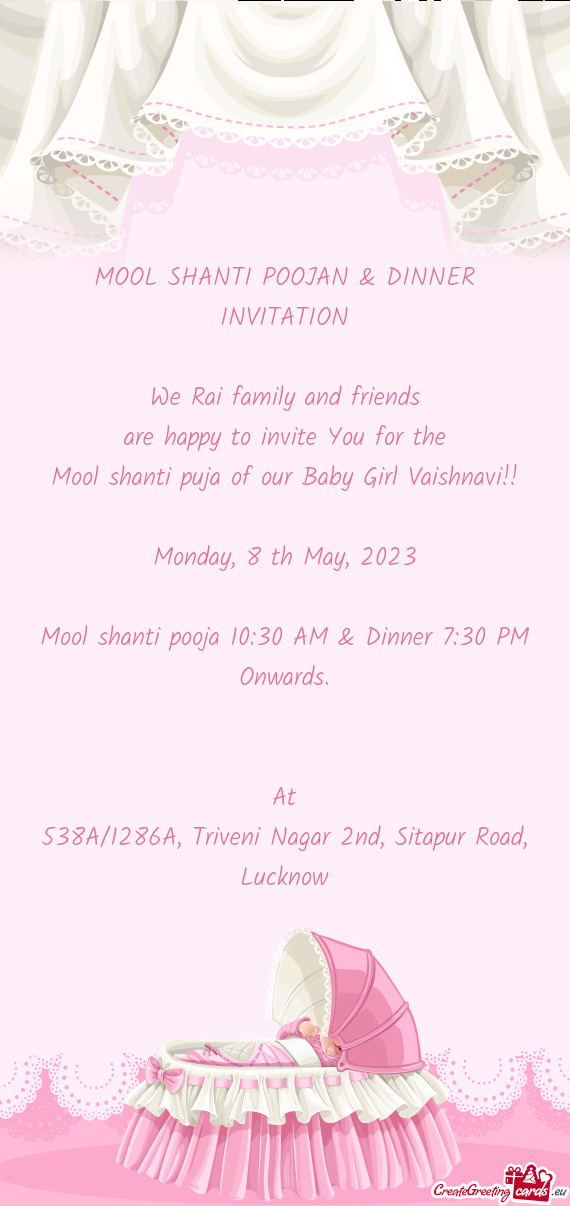 MOOL SHANTI POOJAN & DINNER INVITATION