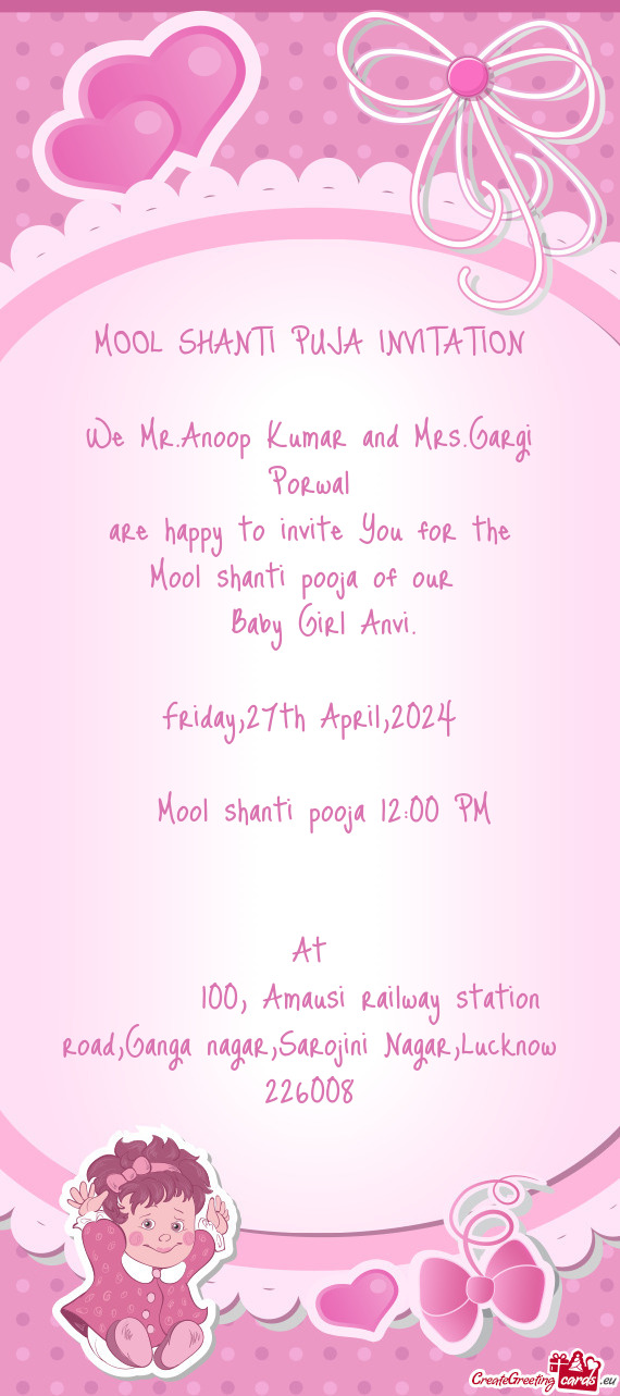 MOOL SHANTI PUJA INVITATION We Mr