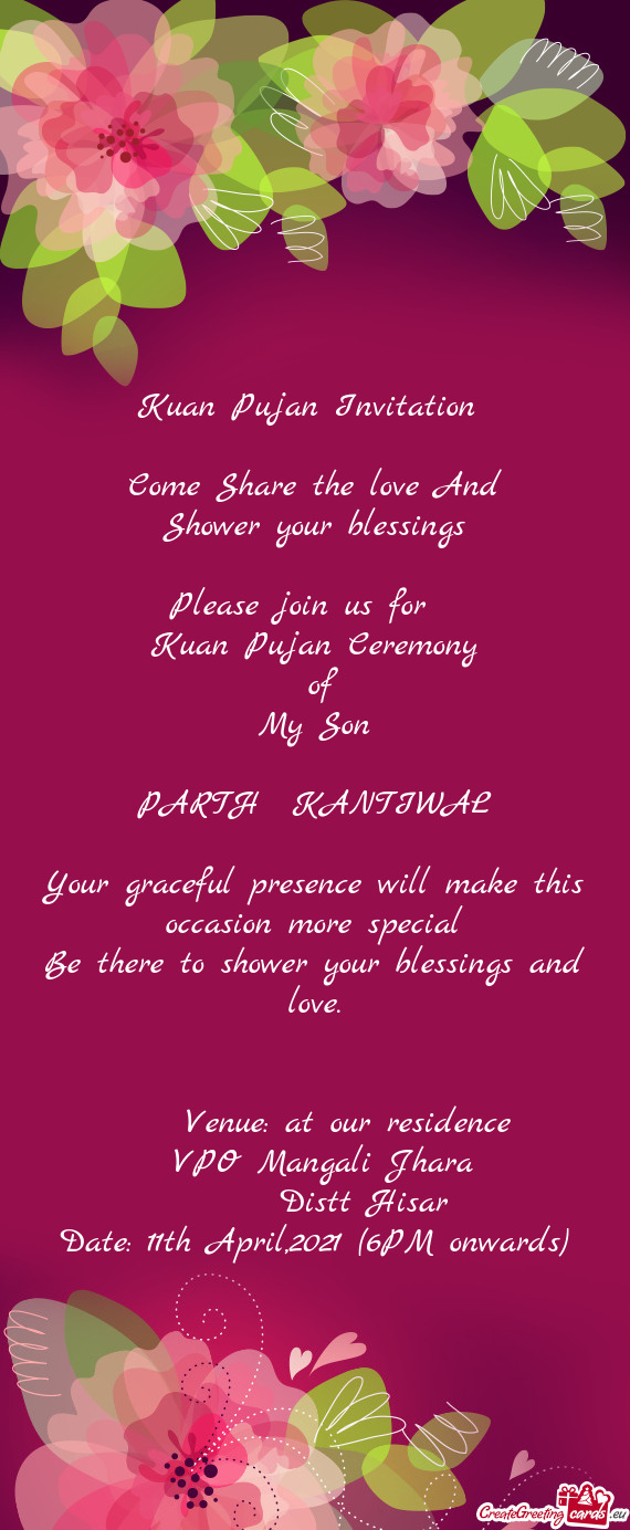 More special
 Be there to shower your blessings and love