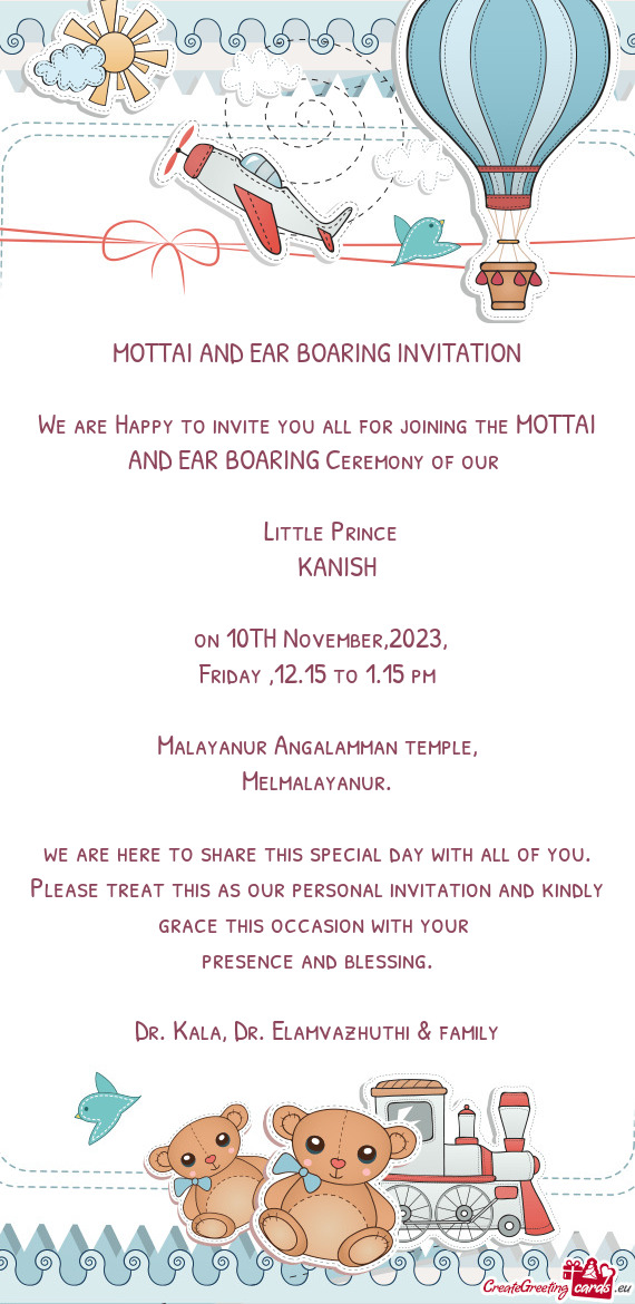 MOTTAI AND EAR BOARING INVITATION