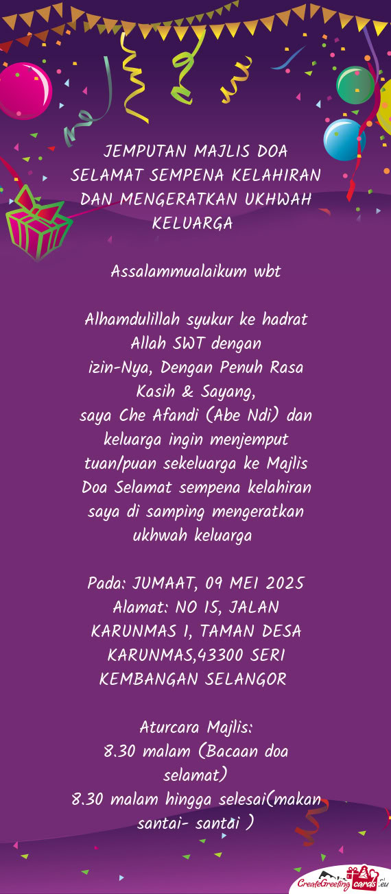 Mpena kelahiran saya di samping mengeratkan ukhwah keluarga