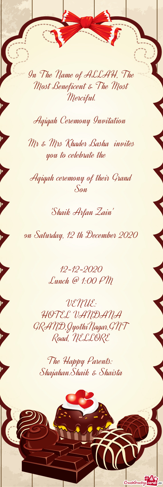 Mr & Mrs Khader Basha invites you to celebrate the