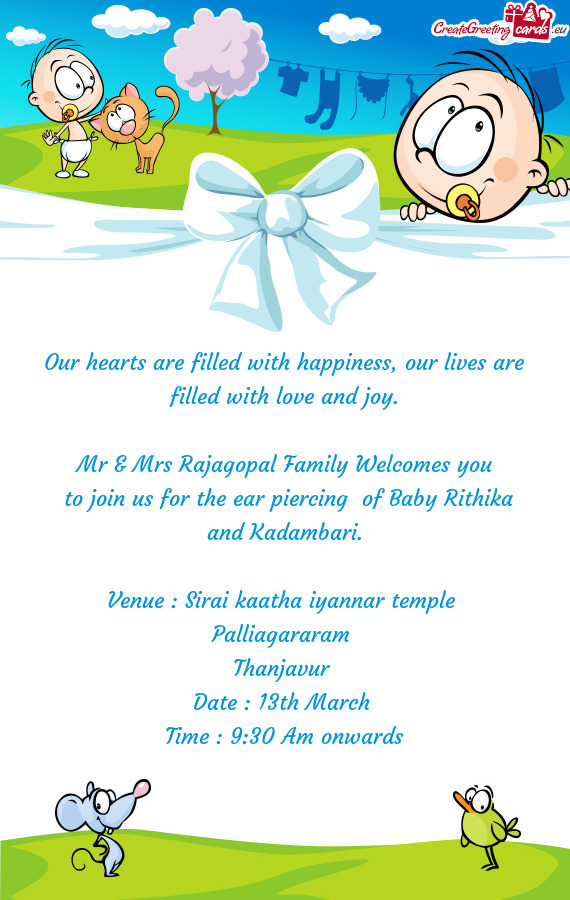 Mr & Mrs Rajagopal Family Welcomes you