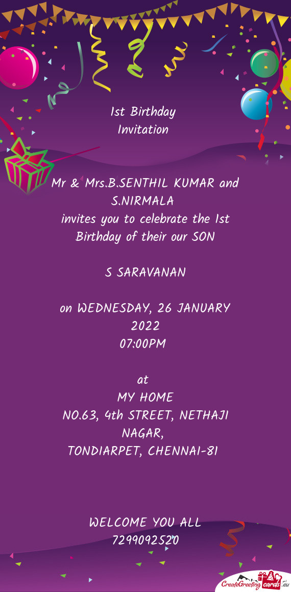 Mr & Mrs.B.SENTHIL KUMAR and S.NIRMALA