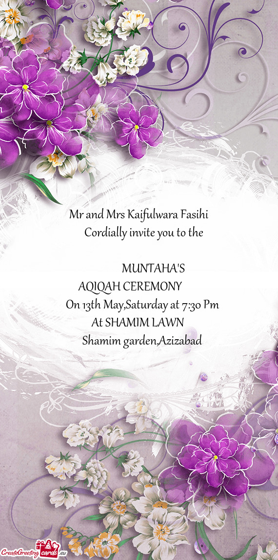 Mr and Mrs Kaifulwara Fasihi