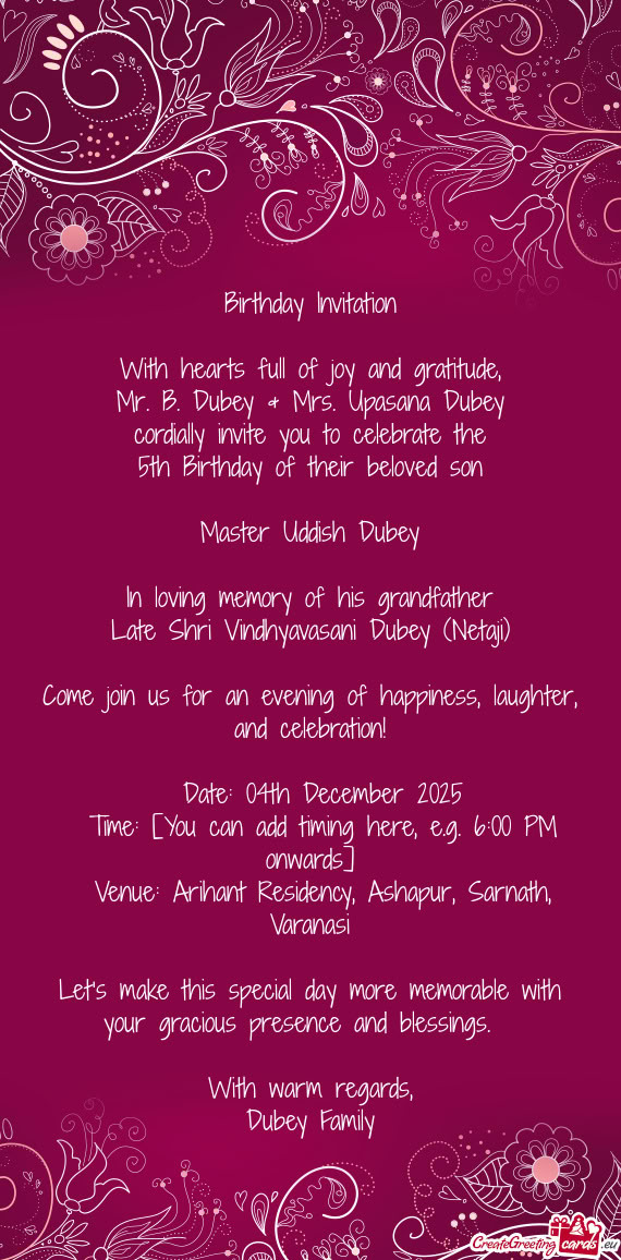 Mr. B. Dubey & Mrs. Upasana Dubey