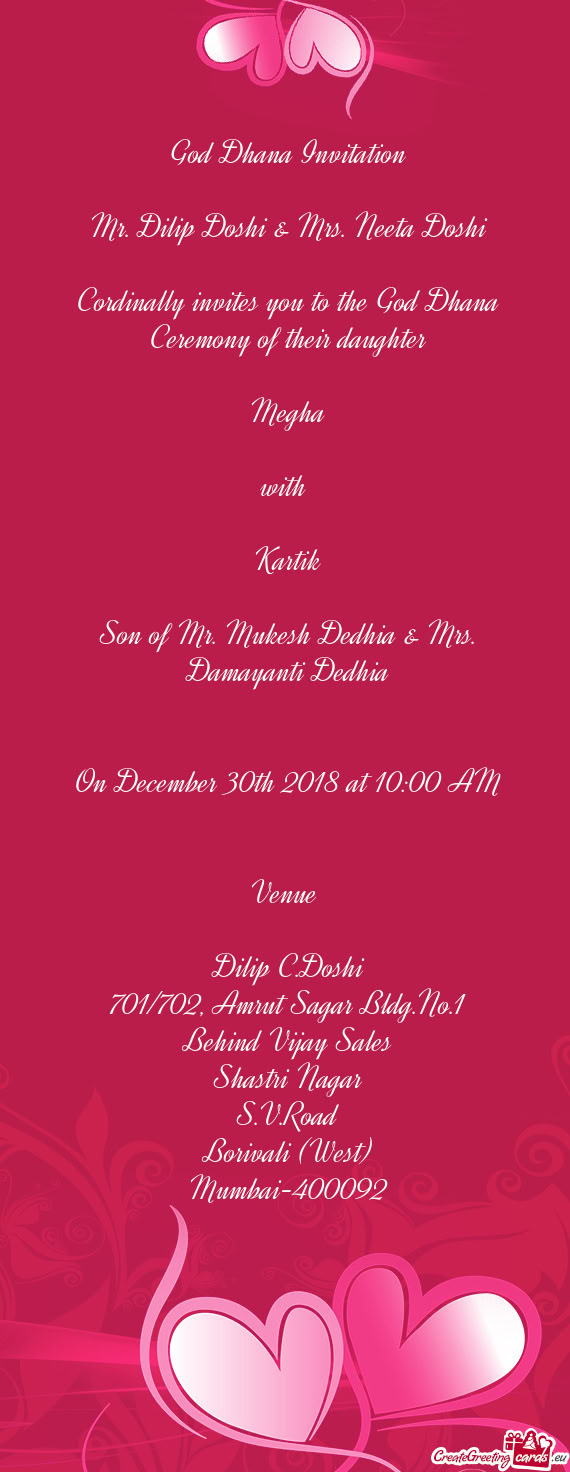 Mr. Dilip Doshi & Mrs. Neeta Doshi