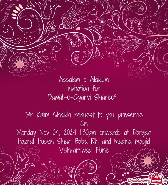 Mr Kalim Shaikh request to you presence