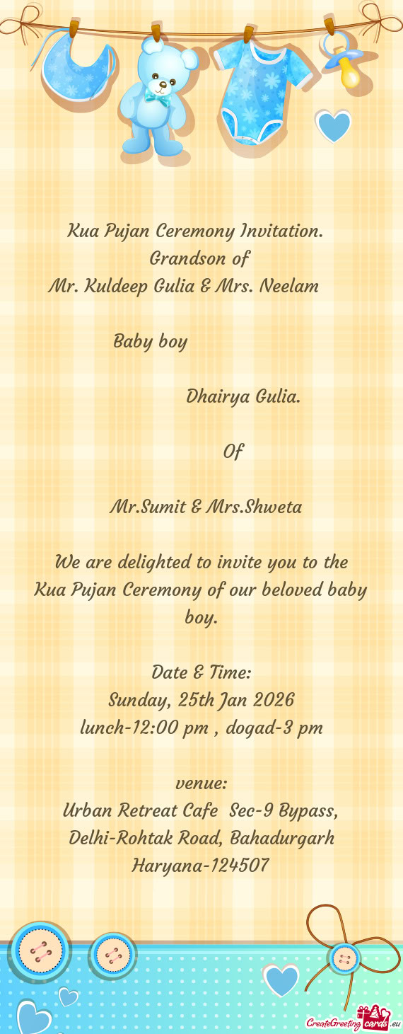 Mr. Kuldeep Gulia & Mrs. Neelam       Baby boy