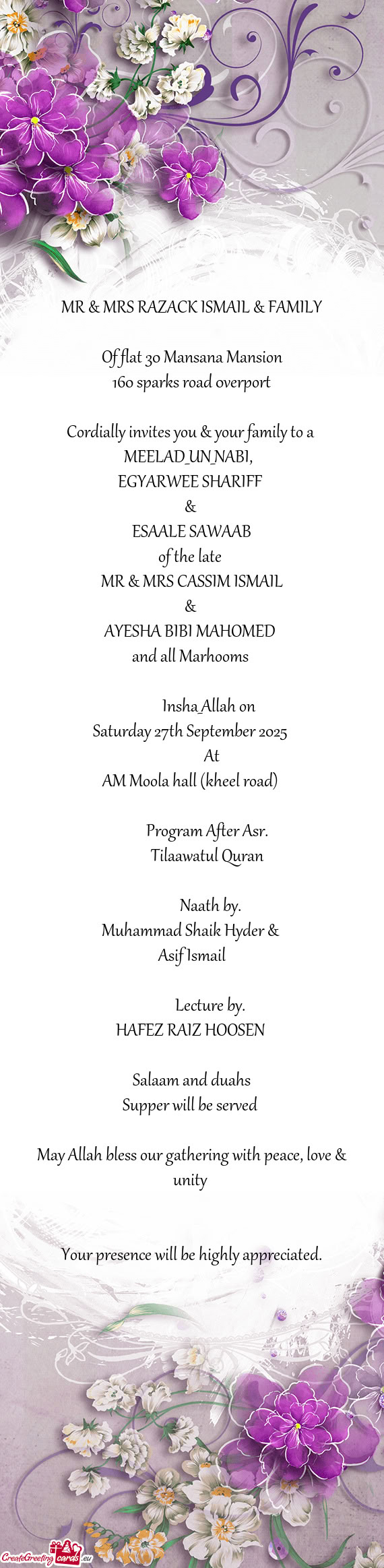 MR & MRS RAZACK ISMAIL & FAMILY