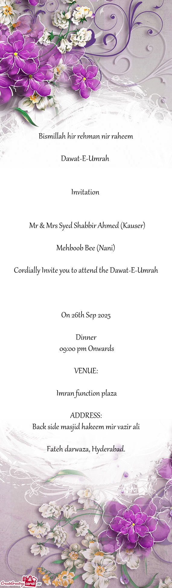 Mr & Mrs Syed Shabbir Ahmed (Kauser)