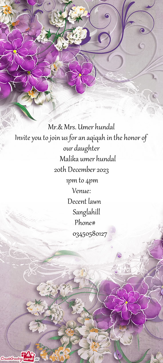 Mr.& Mrs. Umer hundal