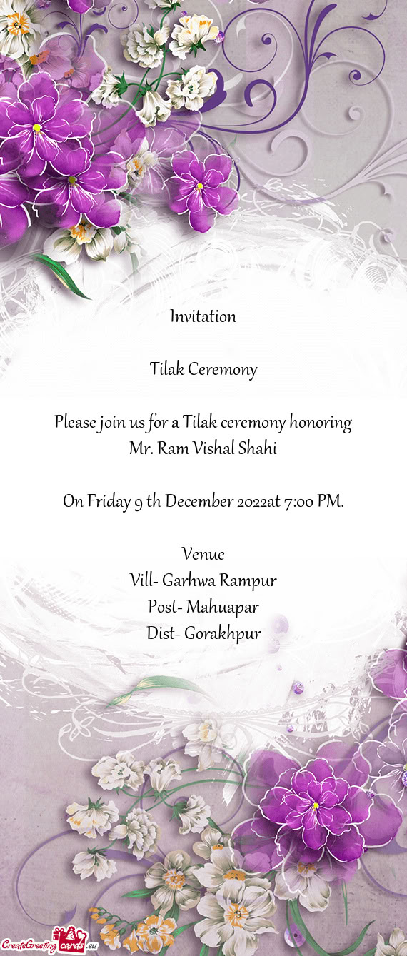 Mr. Ram Vishal Shahi