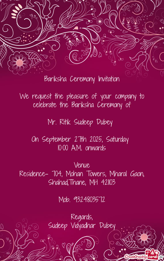 Mr. Ritik Sudeep Dubey