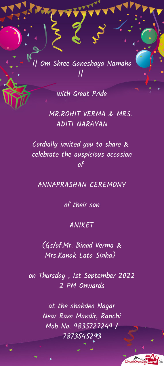 MR.ROHIT VERMA & MRS. ADITI NARAYAN