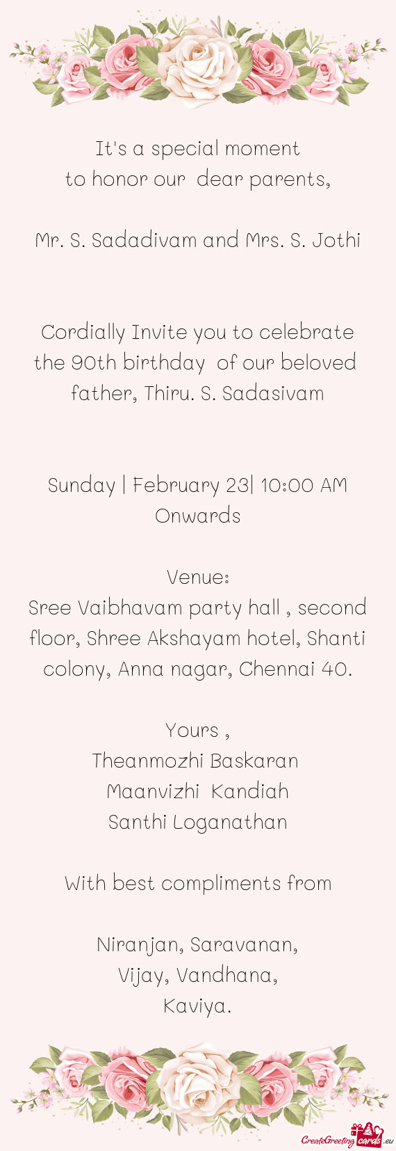 Mr. S. Sadadivam and Mrs. S. Jothi