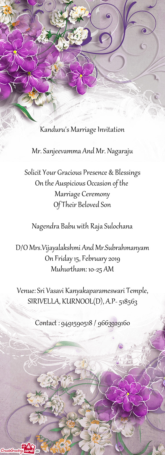 Mr. Sanjeevamma And Mr. Nagaraju