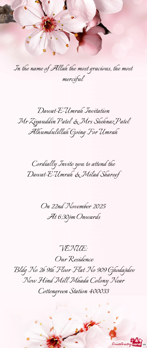 Mr Ziyauddin Patel & Mrs Shehnaz Patel