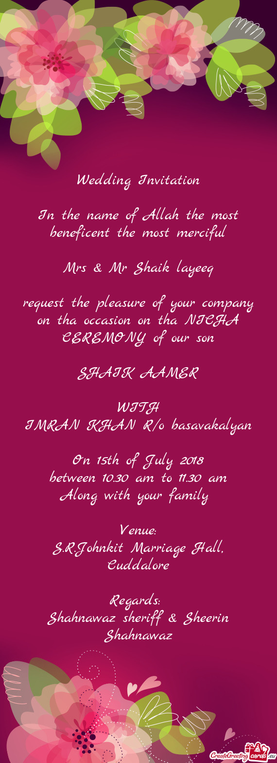 Mrs & Mr Shaik layeeq