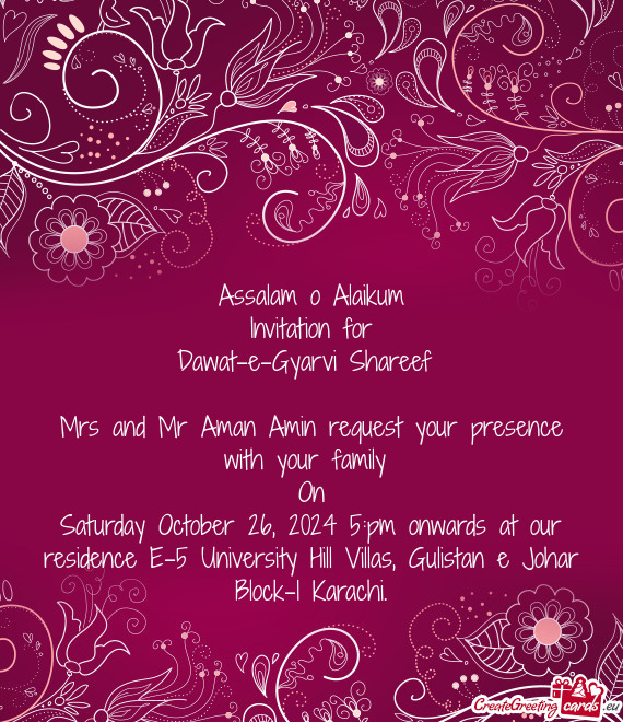 Mrs and Mr Aman Amin request your presence with your family