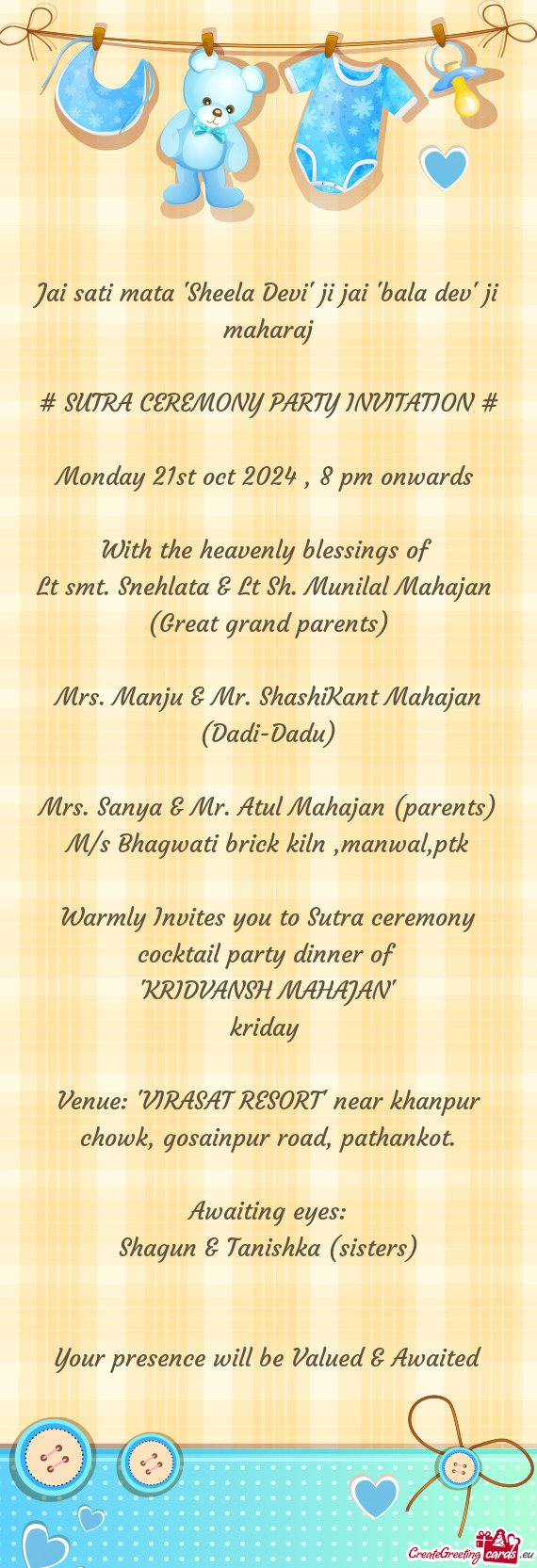 Mrs. Manju & Mr. ShashiKant Mahajan (Dadi-Dadu)