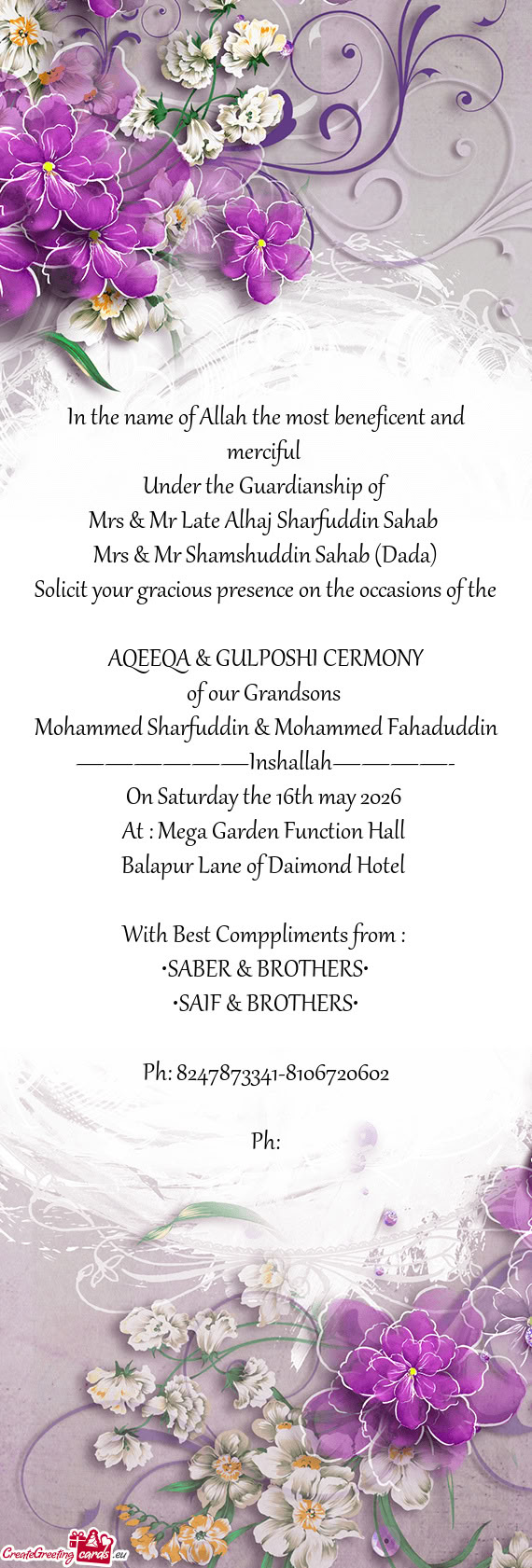 Mrs & Mr Late Alhaj Sharfuddin Sahab