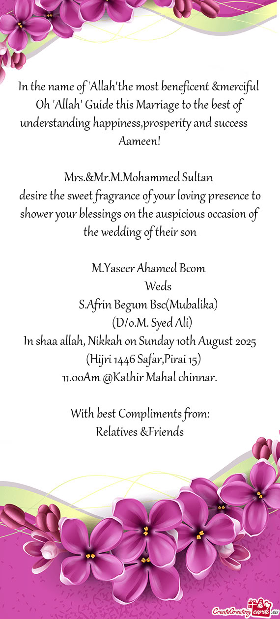 Mrs.&Mr.M.Mohammed Sultan
