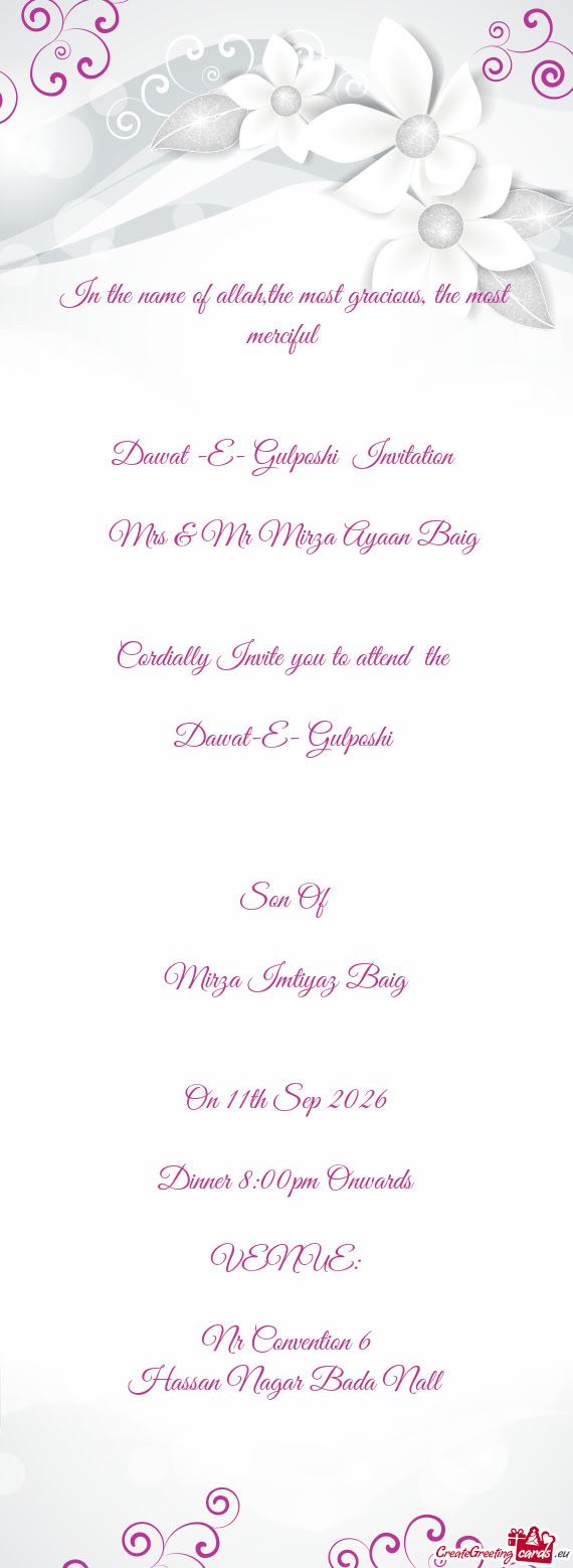 Mrs & Mr Mirza Ayaan Baig