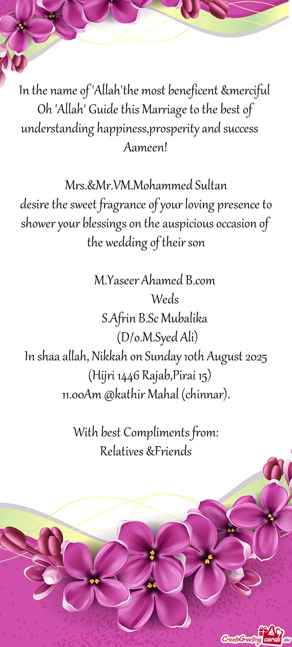 Mrs.&Mr.VM.Mohammed Sultan