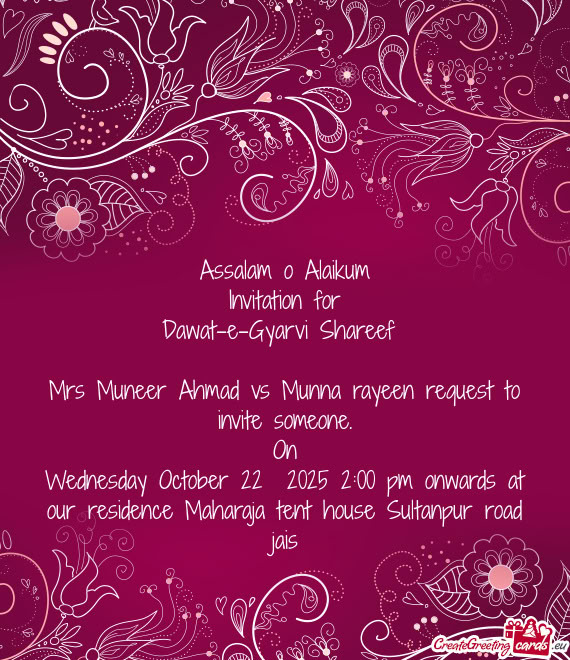 Mrs Muneer Ahmad vs Munna rayeen request to invite someone