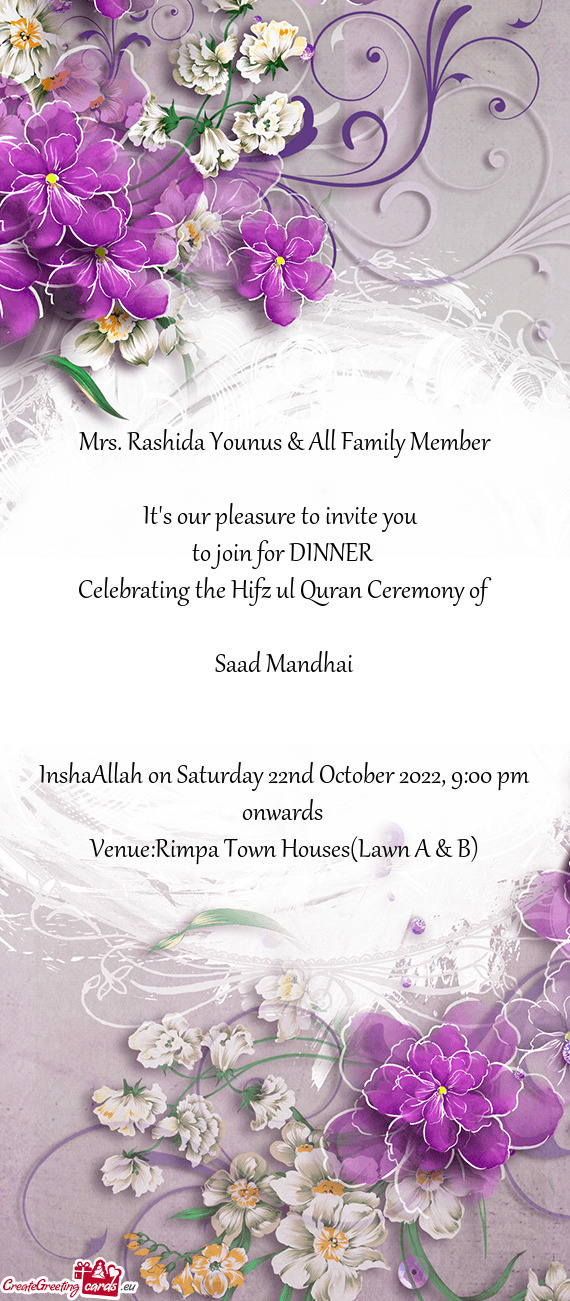 Mrs. Rashida Younus & All Family Member