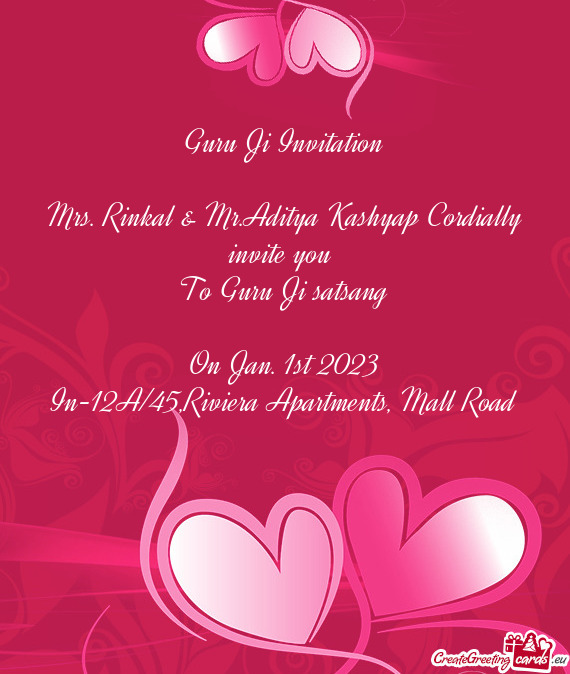 Mrs. Rinkal & Mr.Aditya Kashyap Cordially invite you