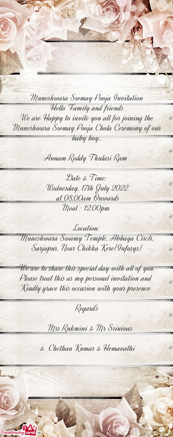 Mrs Rukmini & Mr Srinivas