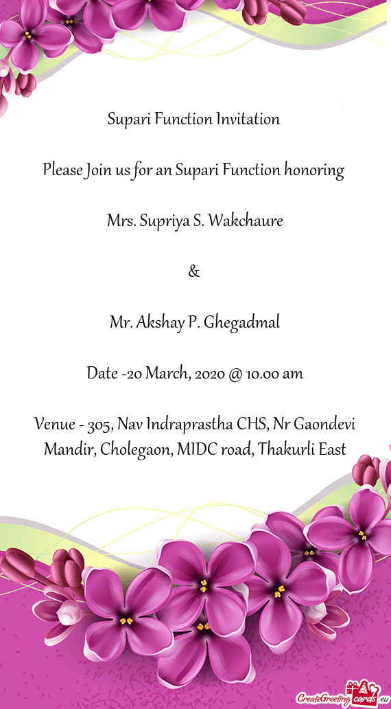 Mrs. Supriya S. Wakchaure