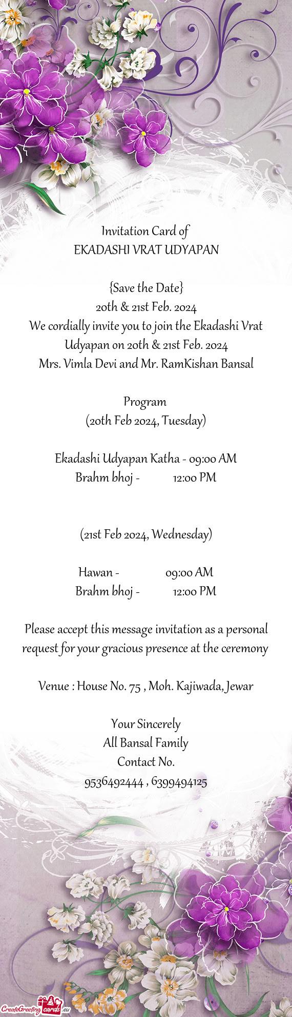 Mrs. Vimla Devi and Mr. RamKishan Bansal