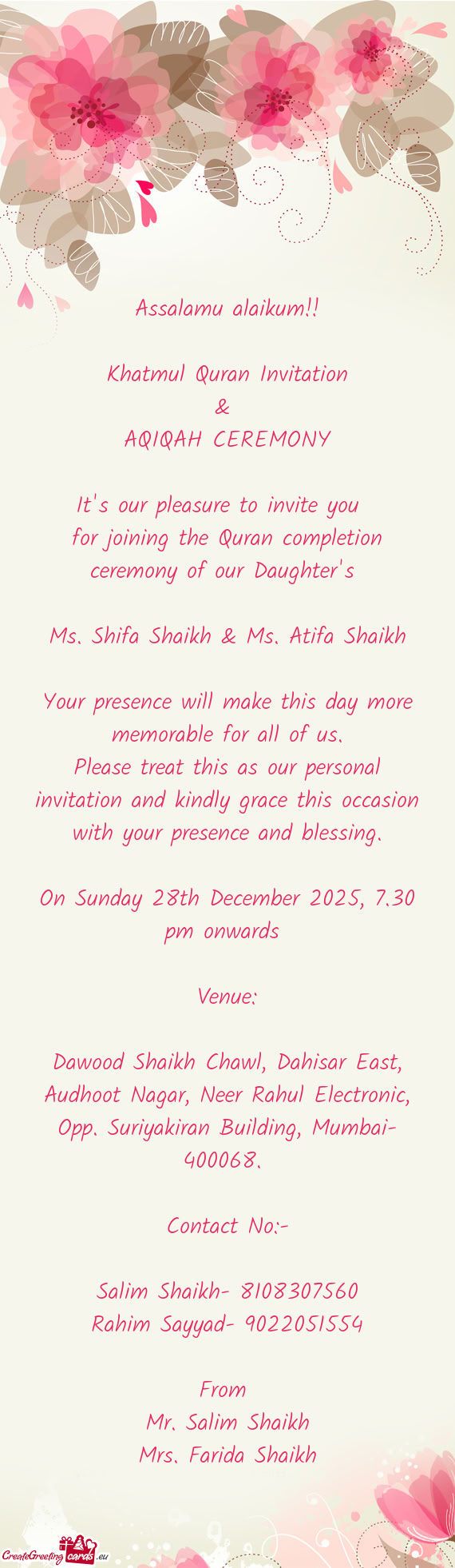 Ms. Shifa Shaikh & Ms. Atifa Shaikh