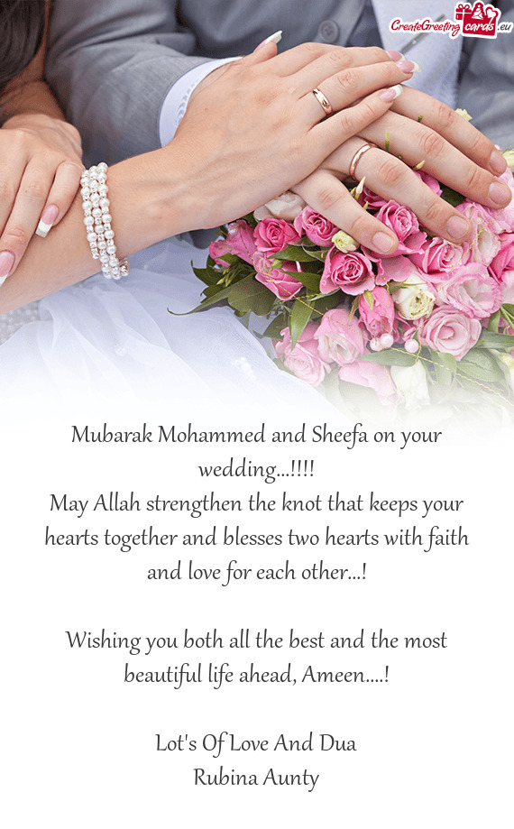 Mubarak Mohammed and Sheefa on your wedding