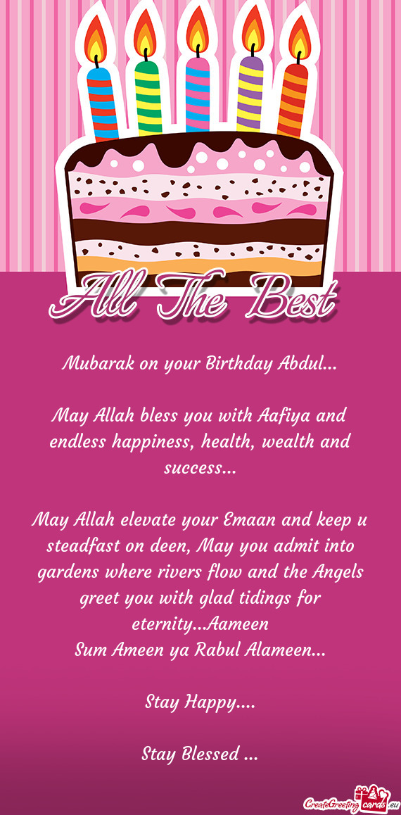 Mubarak on your Birthday Abdul