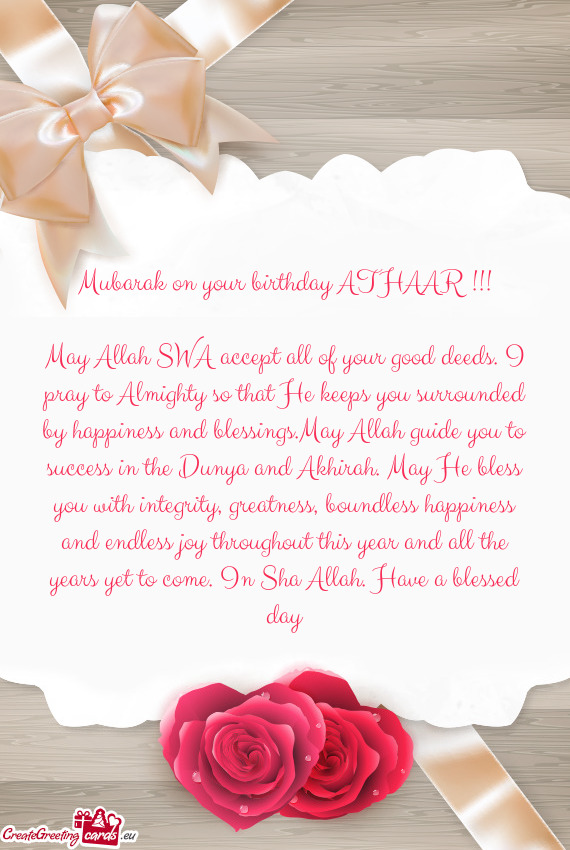 Mubarak on your birthday ATHAAR