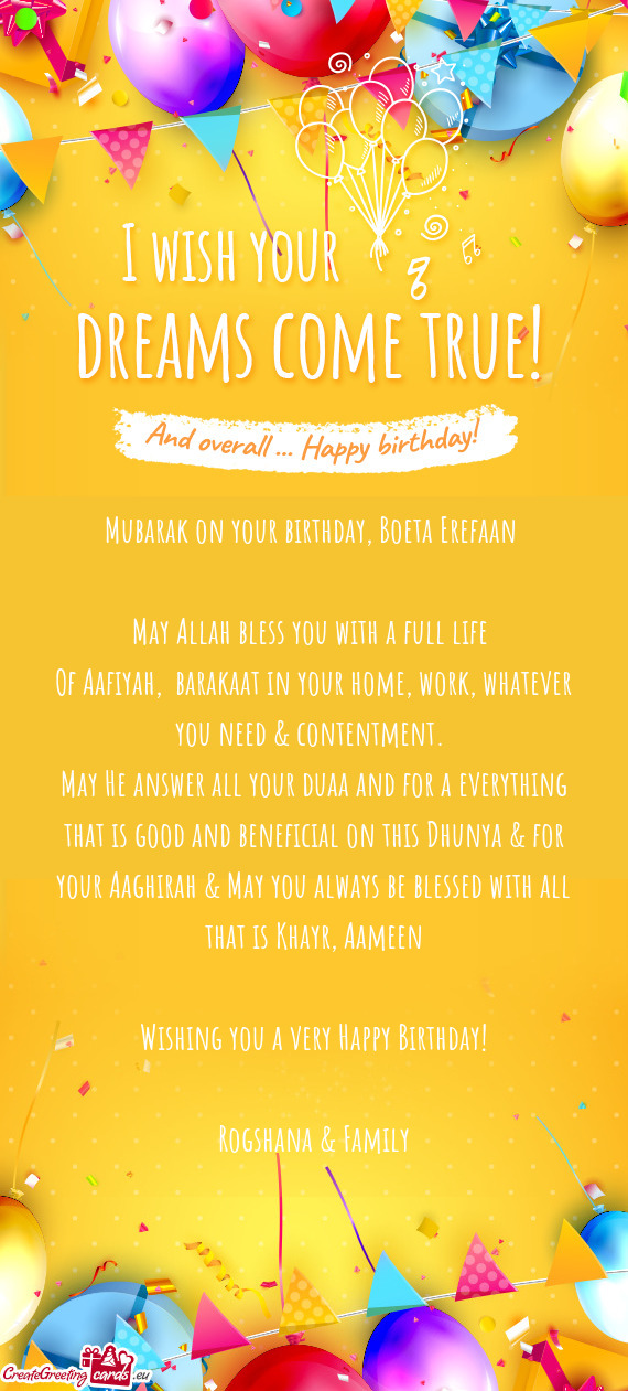 Mubarak on your birthday, Boeta Erefaan