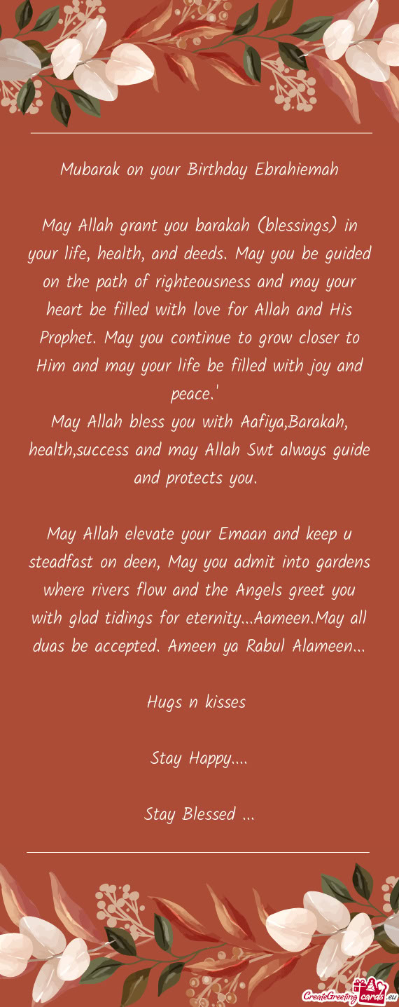 Mubarak on your Birthday Ebrahiemah