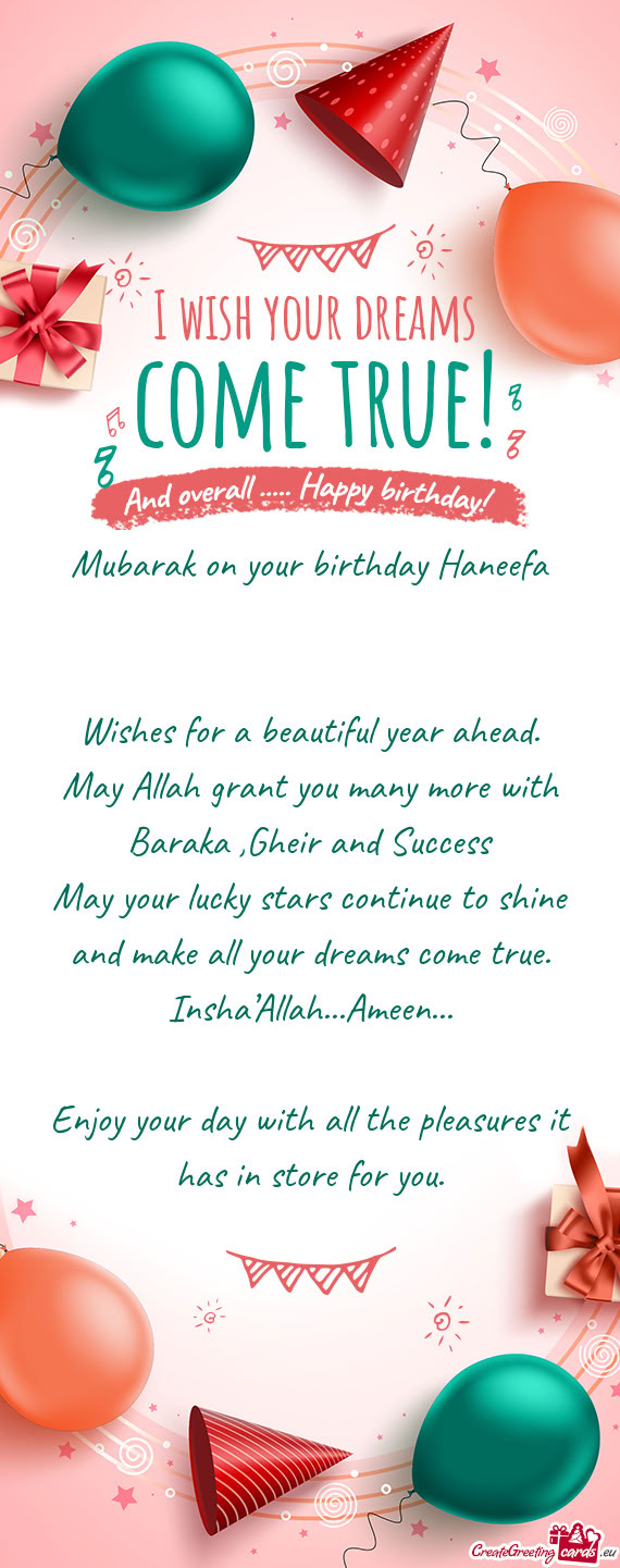 Mubarak on your birthday Haneefa