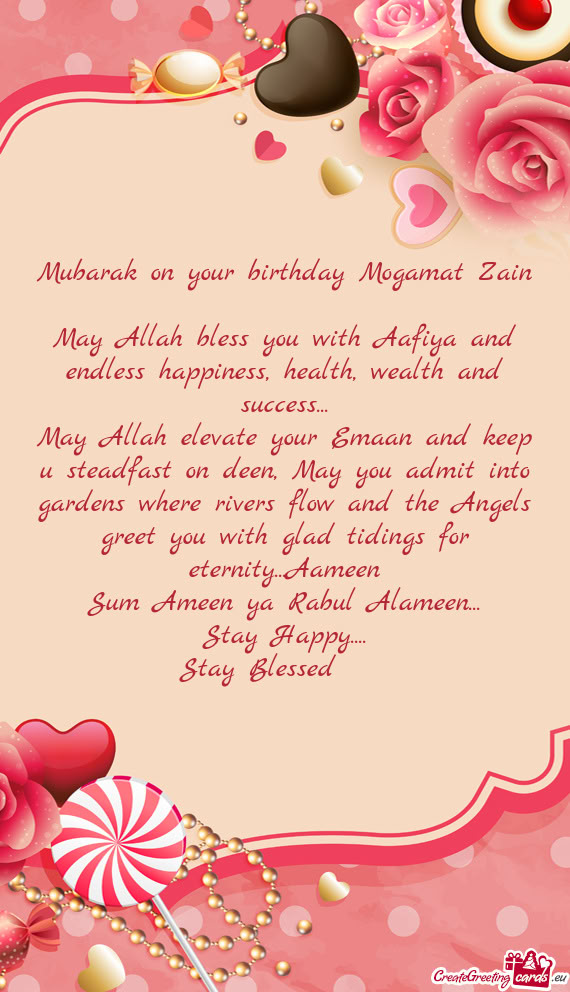 Mubarak on your birthday Mogamat Zain