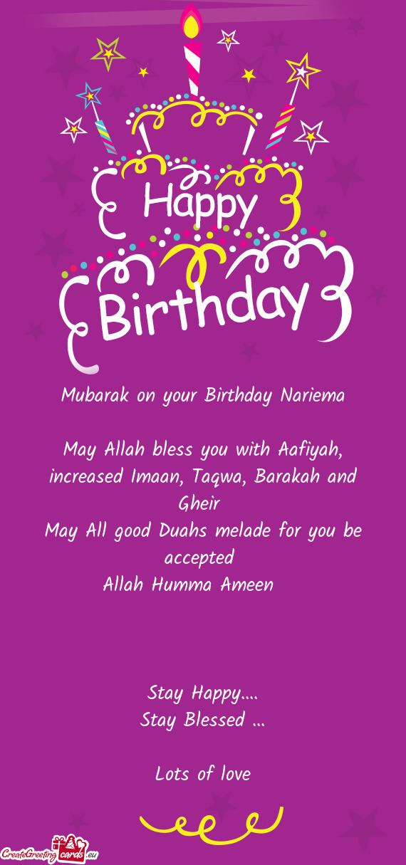 Mubarak on your Birthday Nariema