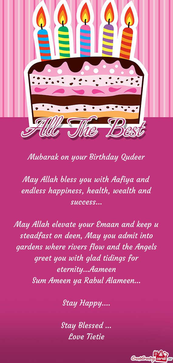 Mubarak on your Birthday Qudeer