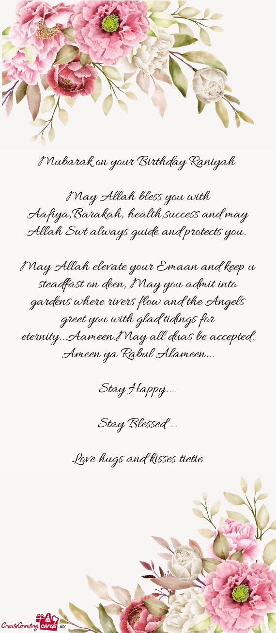 Mubarak on your Birthday Raniyah