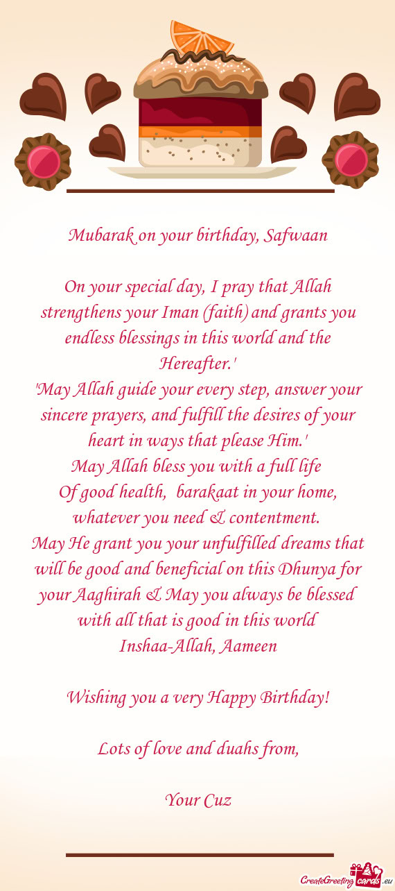 Mubarak on your birthday, Safwaan