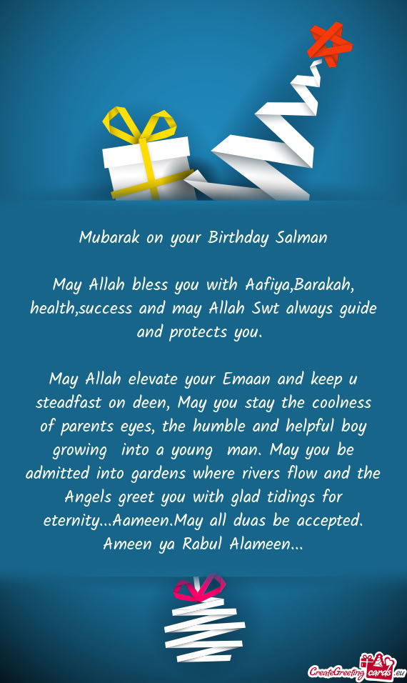 Mubarak on your Birthday Salman