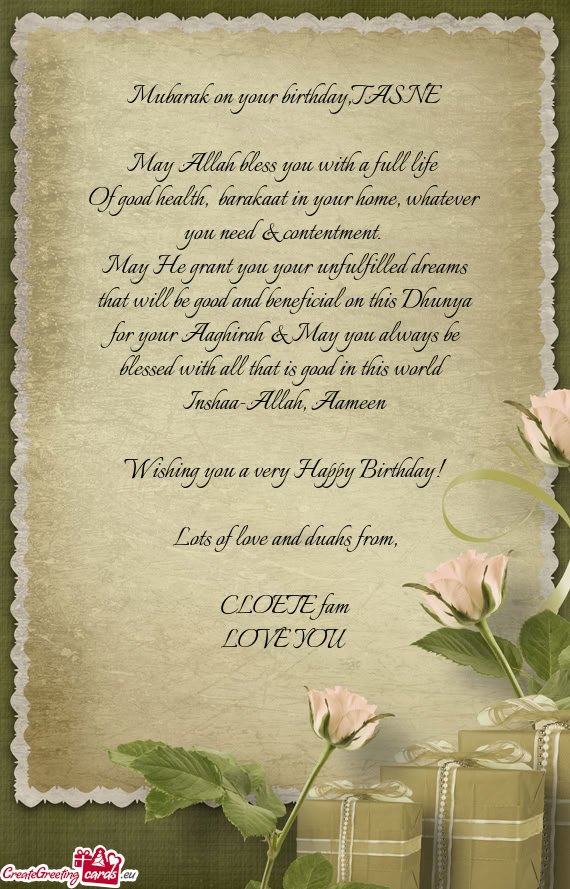 Mubarak on your birthday,TASNE